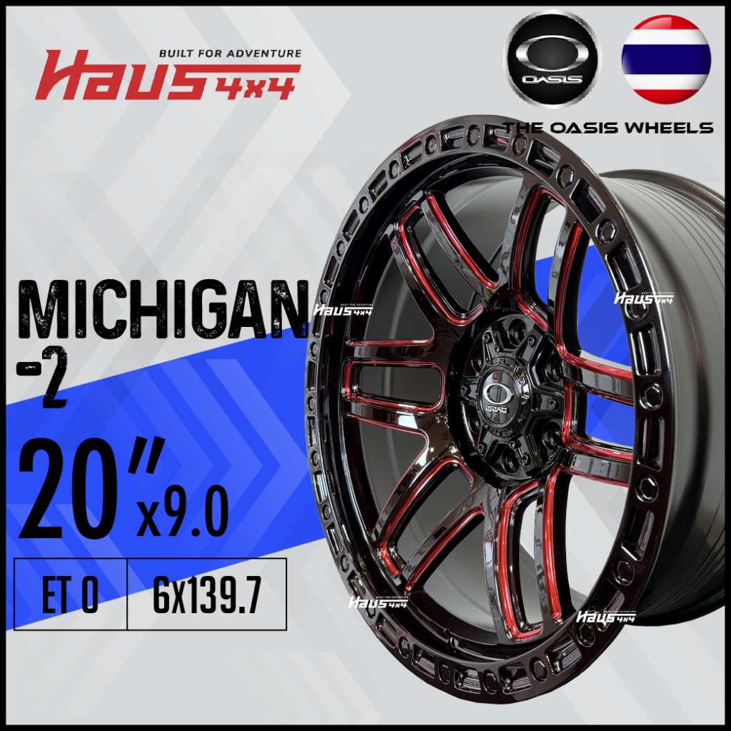 [1 PCS] Oasis Wheel 20 Inch Michigan-2 Red Ranger Triton Hilux Dmax 4x4 ...