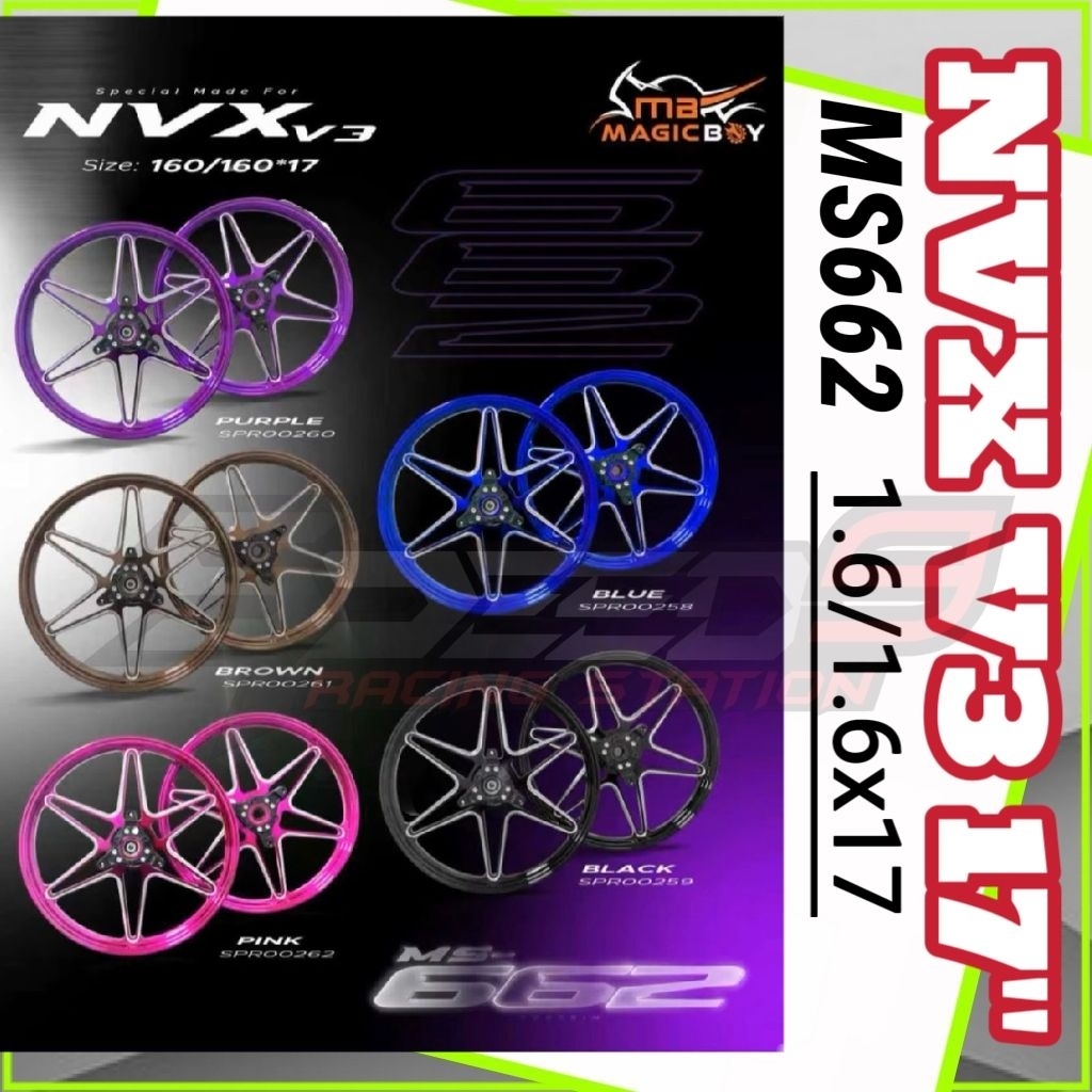 MAGICBOY MS662 BINTANG STAR SPORT RIM NVX V3 17INCH NVX155 V3 1.6/1 ...
