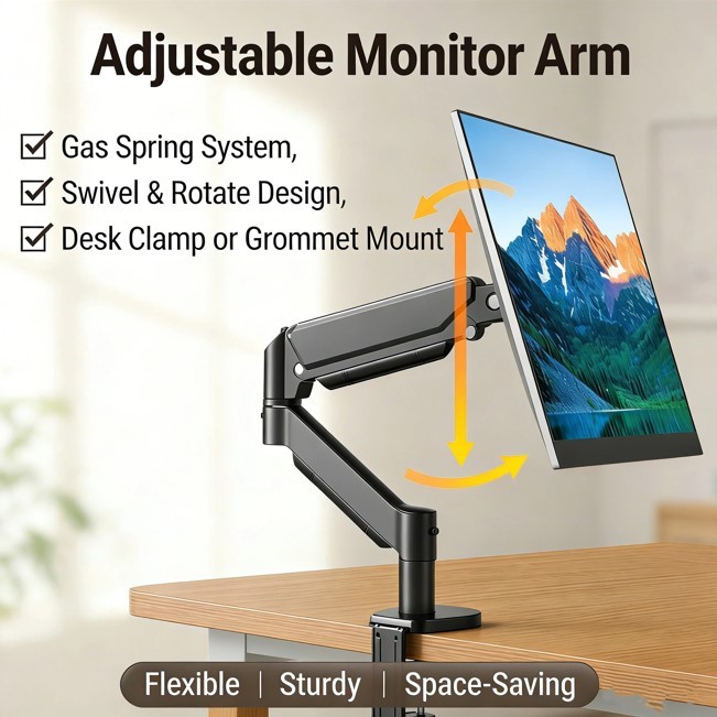 Adjustable Monitor Arm Laptop Stand Ergonomic Screen Holder Rak Monitor ...