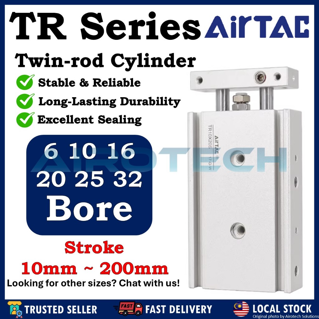 AirTAC TR Series Twin-Rod Cylinder Stoke Length 10mm-200mm TR6 TR10 ...