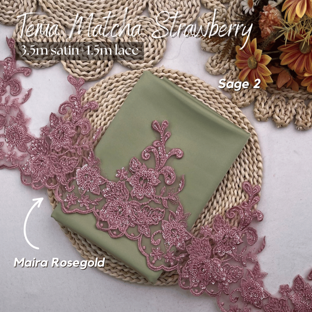 (SATIN LACE) TEMA MATCHA STRAWBERRY WARNA HOT RAYA 2026 COMBO COLOUR ...