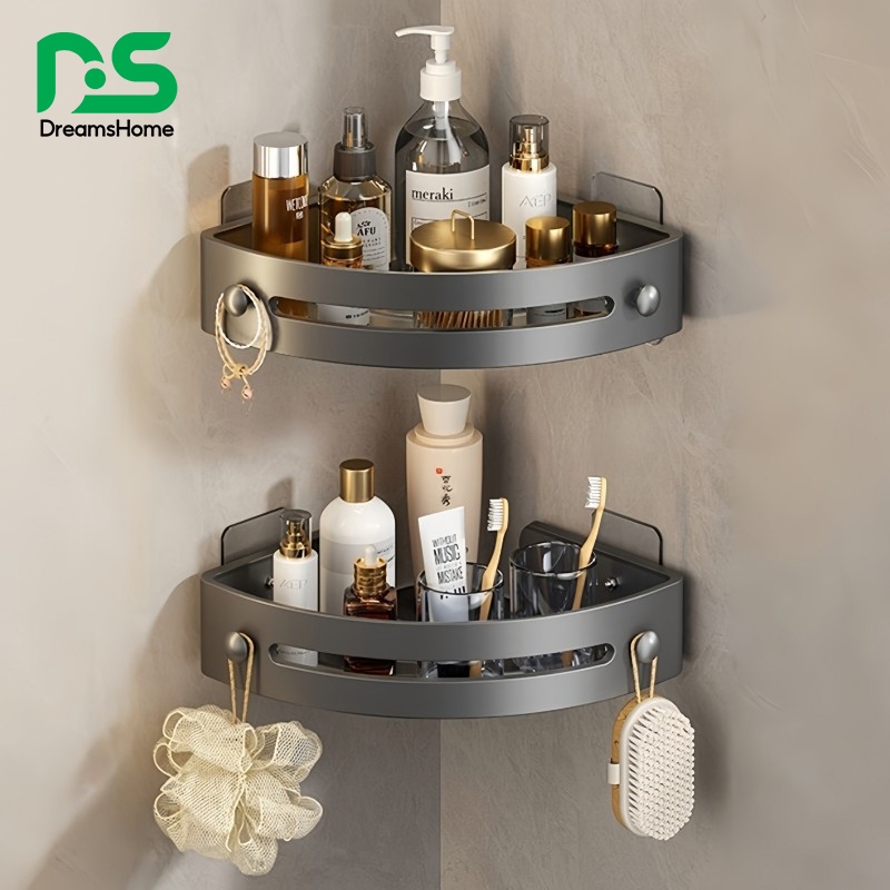 Foldable Bathroom Rack Corner Storage Shelf Shampoo Rak Toilet ...