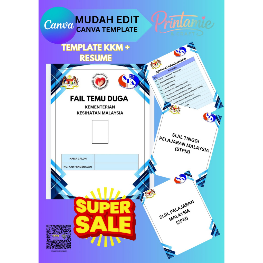 TEMPLATE FAIL TEMUDUGA KKM SPA BERSAMA RESUME(CANVA PRO) | Shopee Malaysia