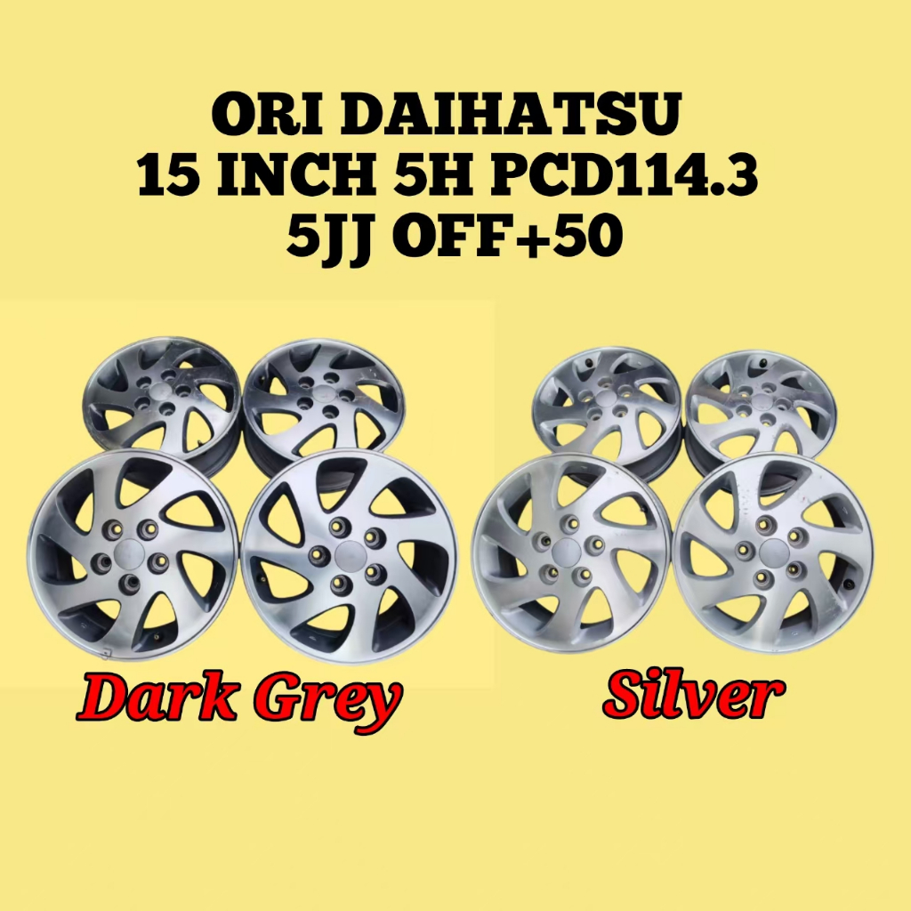 Ori Daihatsu Sport Rim 15 Inch 5H PCD114.3 5JJ OFF+50 For Perodua ...