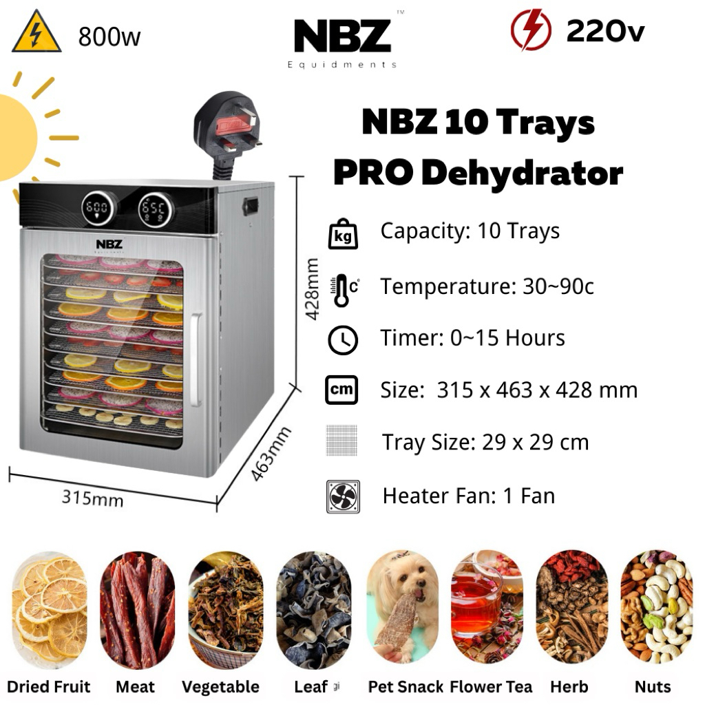 NBZ 10 Tray Food Dehydrator Machine Food Dryer Dehydrator Dehydrated ...