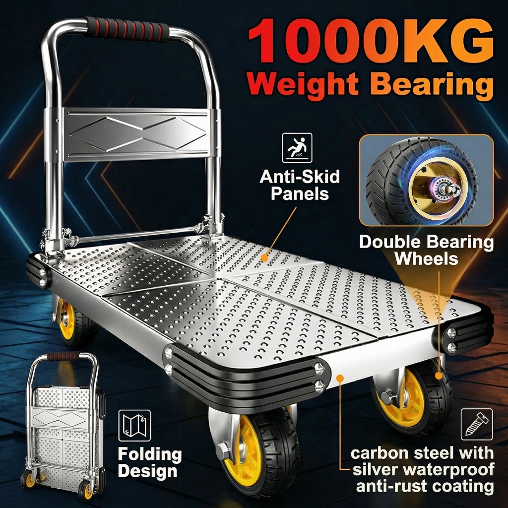 【Ready Stock】Heavy duty silent wheeled trolley Troli Letak Barang ...
