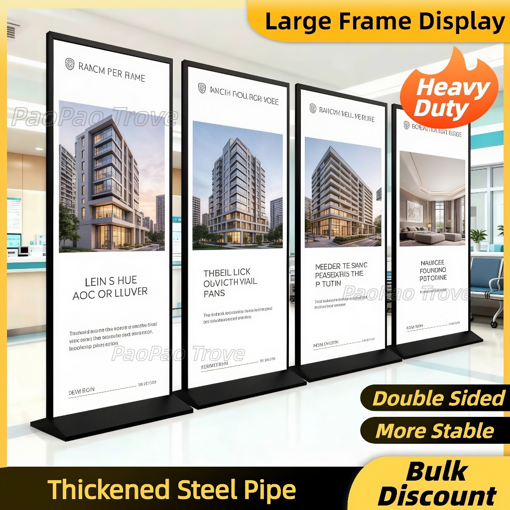 Metal Poster Stand Big Frame Weighted Base Floor Signboard Standee Door ...