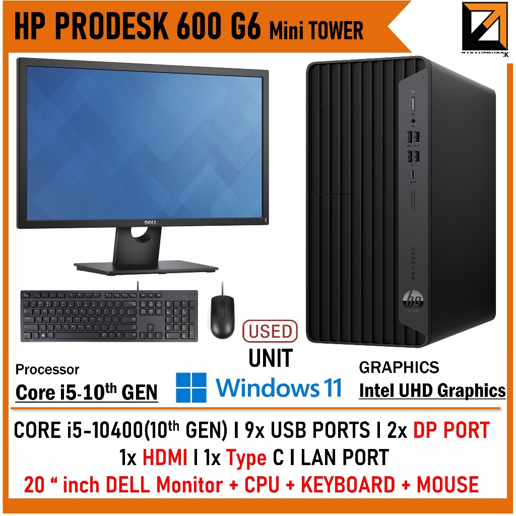 HP ProDesk 600 G6 MT Business DESKTOP SET CPU Core i5 -10TH GEN with 20 ...