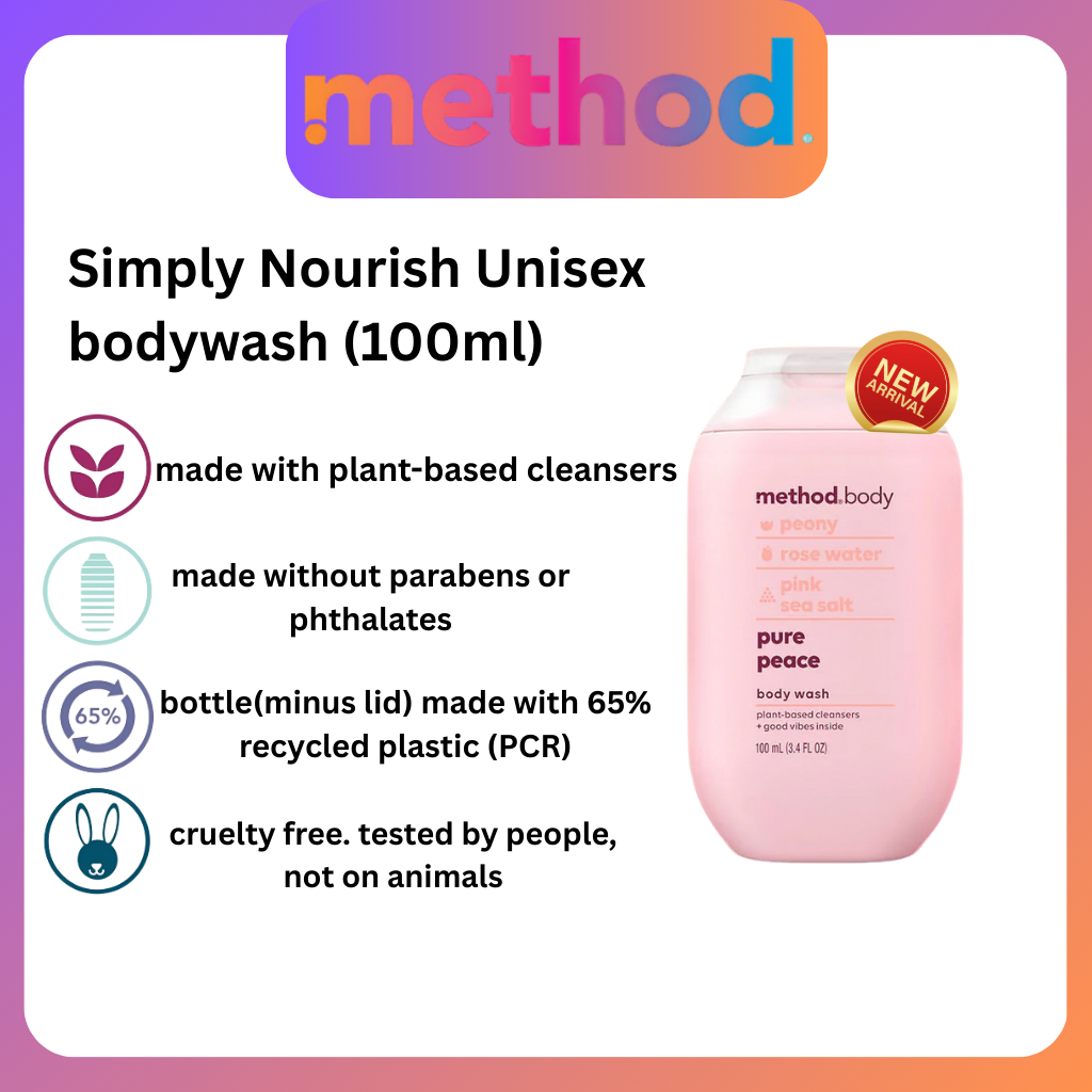 [TRAVEL PACK] method Unisex Body Wash Pure Peace 100ml. Plant Based, No ...