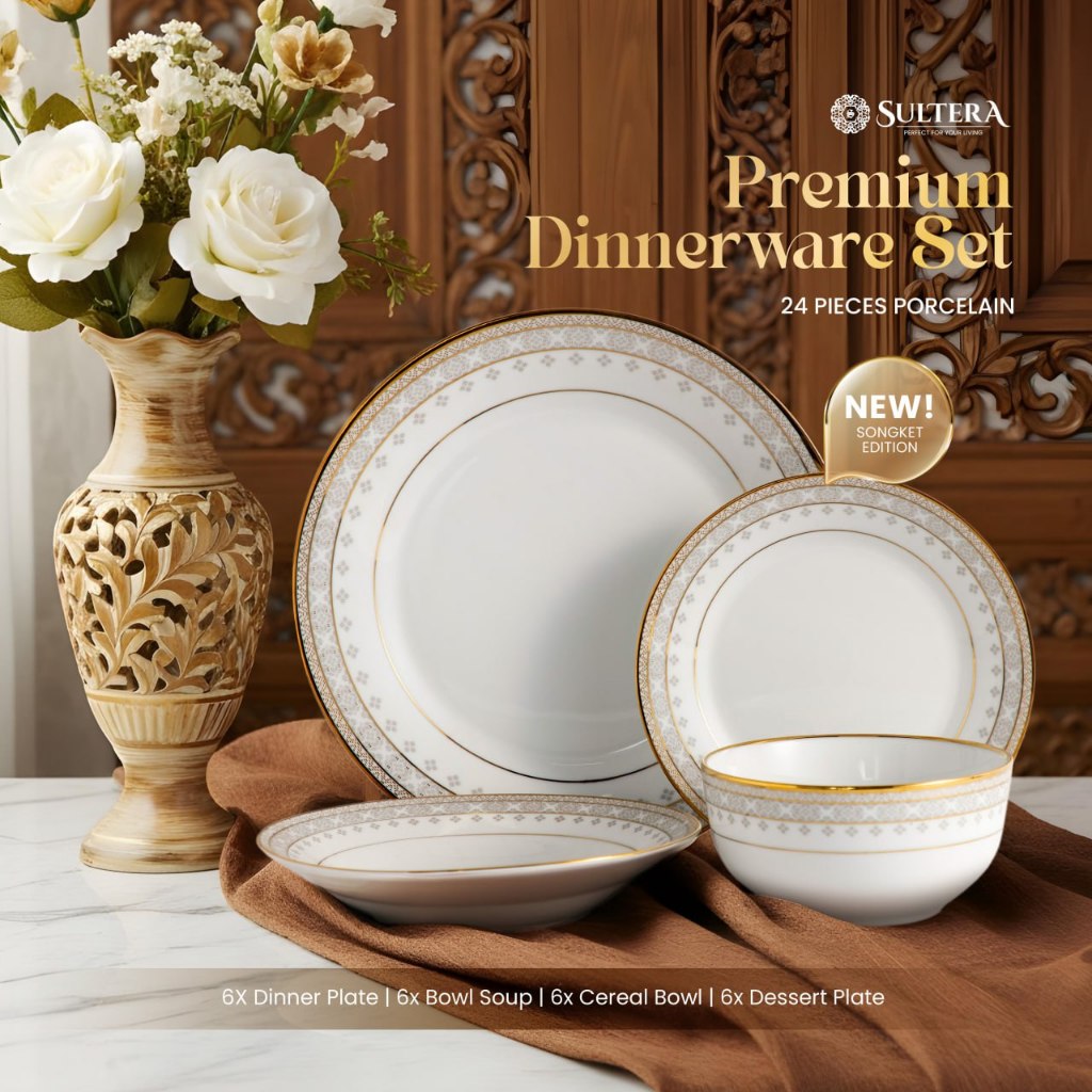 Sultera Premium 24pcs Dinnerware Set - Songket Edition Set Pinggan ...