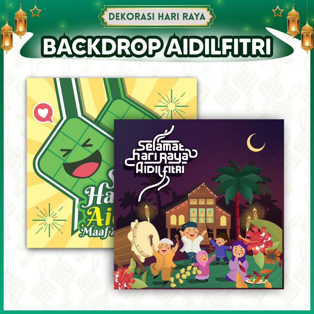 BACKDROP HARI RAYA AIDILFITRI - Banner / Deko Tema Kampung / Open House ...