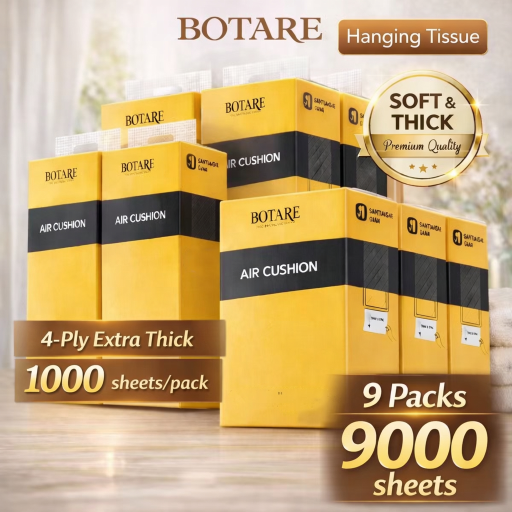 [9PCS]Botare Hanging Tissue 4-Ply 1000 sheets 140*175mm Large Size ...