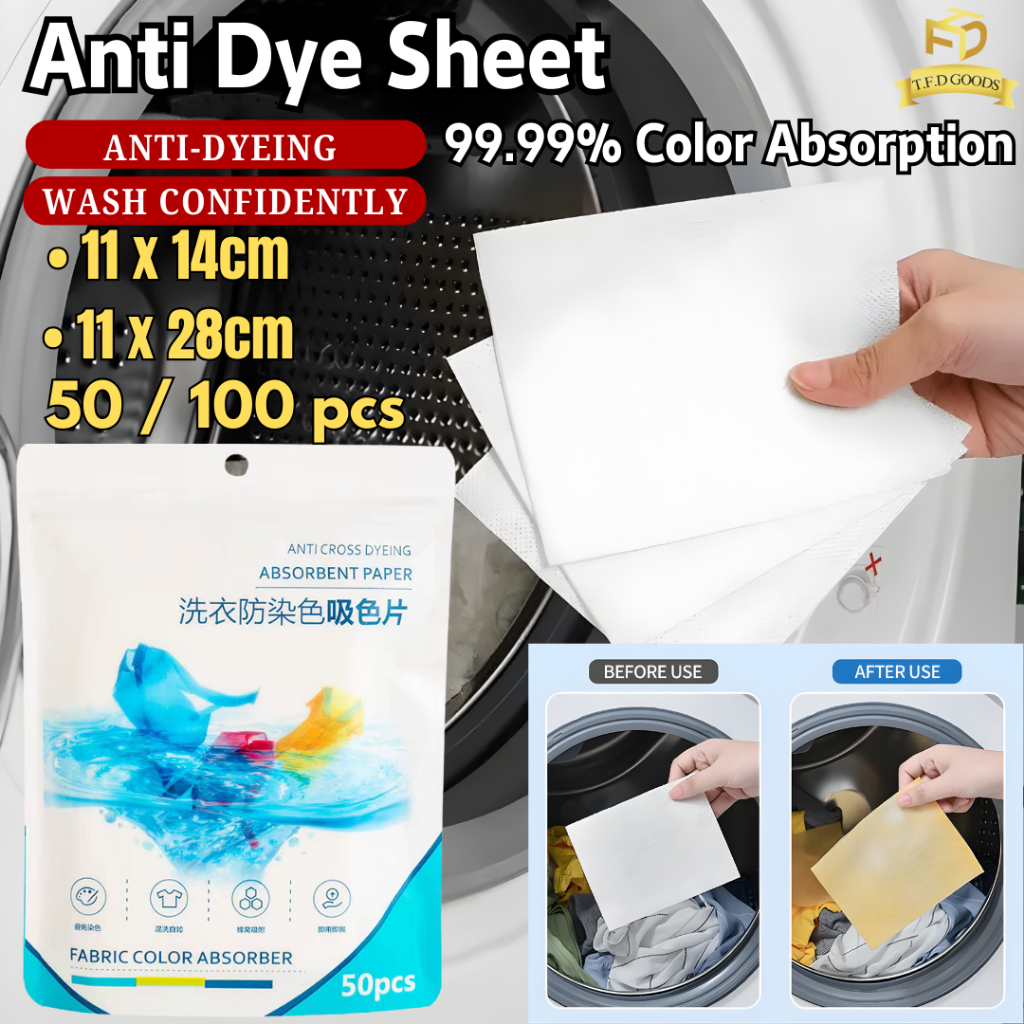 50pcs/100pcs Anti Dye Paper Color Absorb Sheet Washing Machine Laundry ...