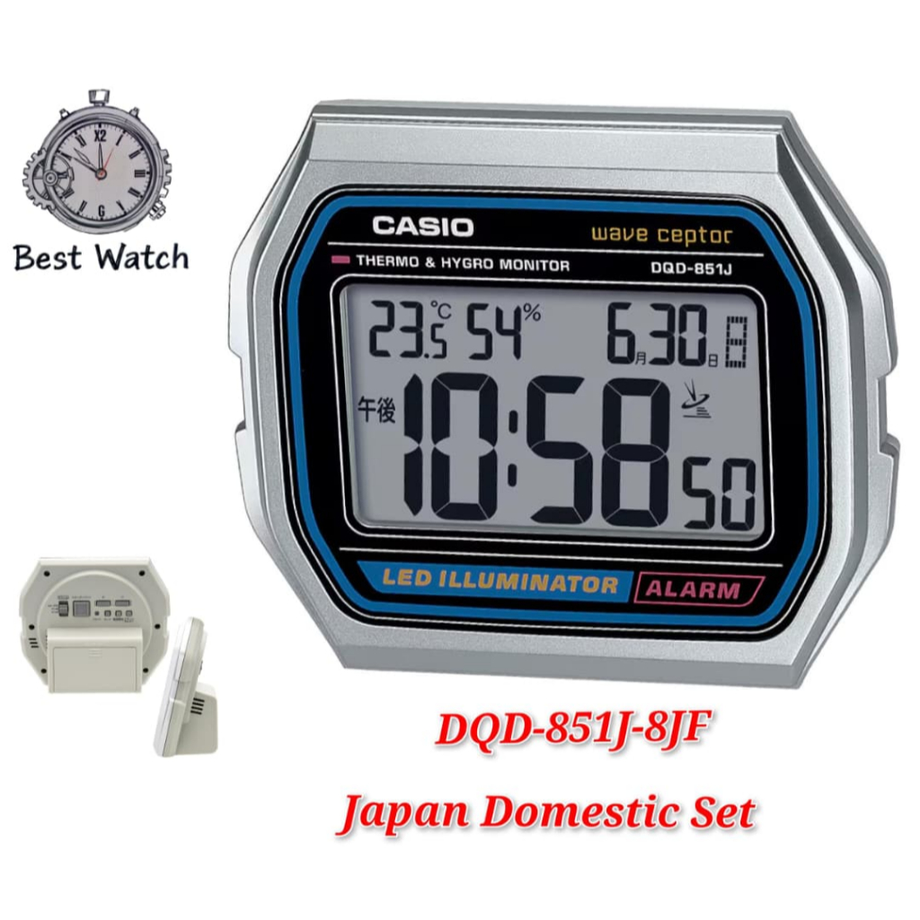 JDM- CASIO Alarm Clock DQD-851J Radio Wave Clock Temperature Humidity ...