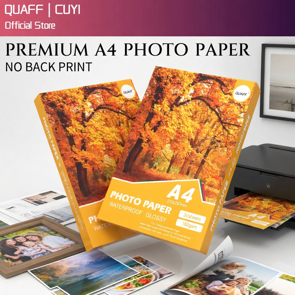 QUAFF A4 Glossy Inkjet Photo Paper High Quality Bright White for Photo ...