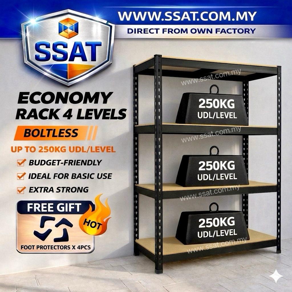 【FREE SHIPPING】ECONOMY BOLTLESS RACK 4 LEVELS, WAREHOUSE RACK, STORAGE ...