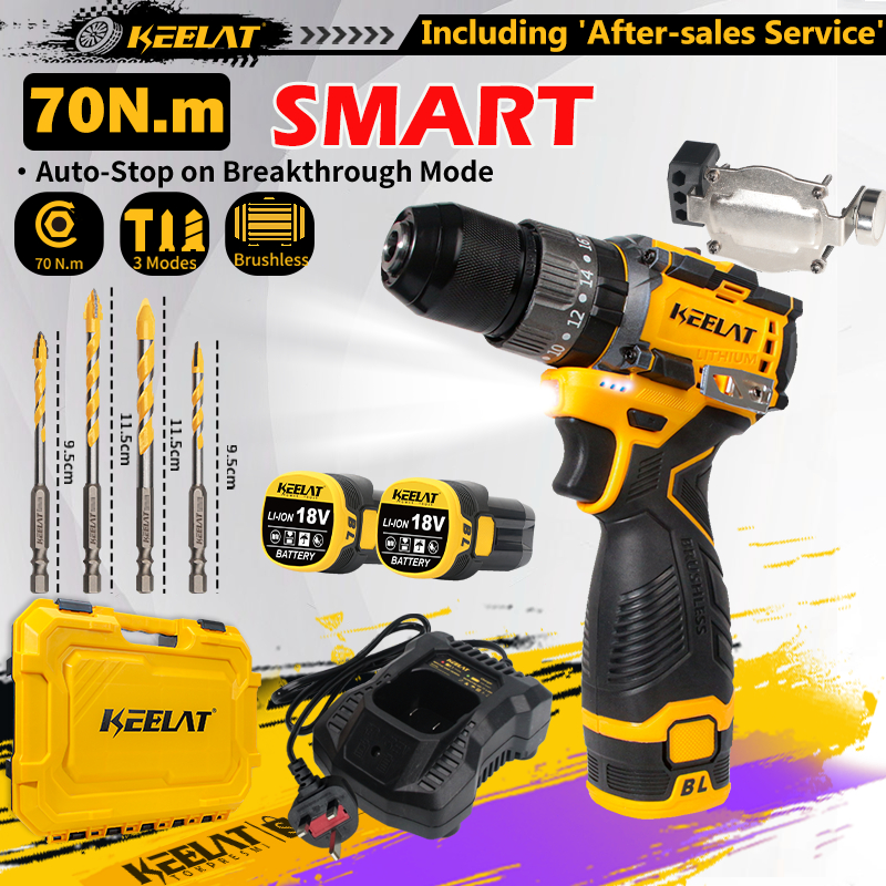 KEELAT KCD012 18V Smart Cordless Impact Drill Brushless Anti-Kickback ...