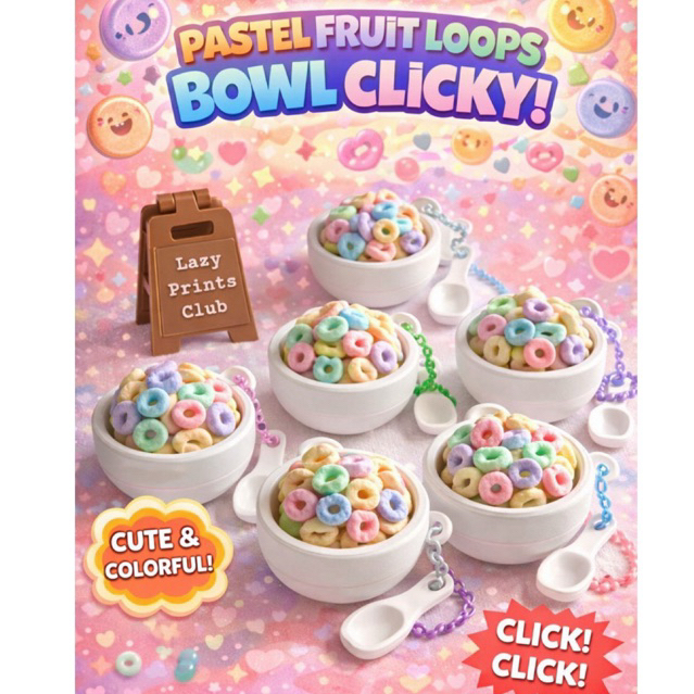 Pastel Fruit Loops Clicker/Clicky by Lazy Prints Club 3D Fidget Toy ...