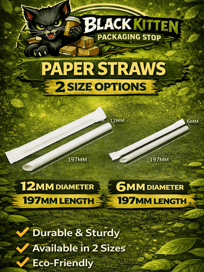 [ 6mm / 12mm ] Single Pack Paper Straw | White Paper Straw | Sharp Head ...