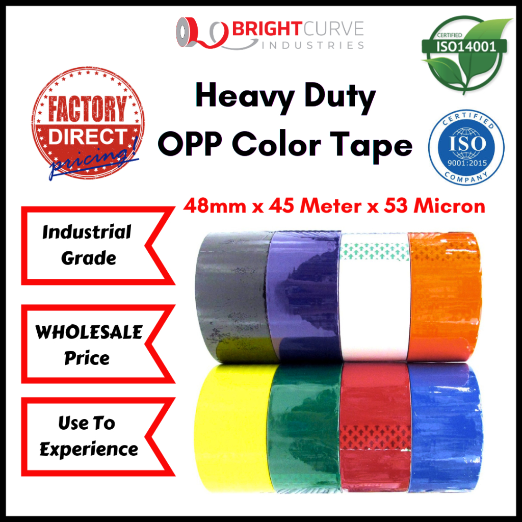 *GUARANTEE LENGTH & MICRON THICK* Premium OPP Color Tape 48MM 45 METER ...
