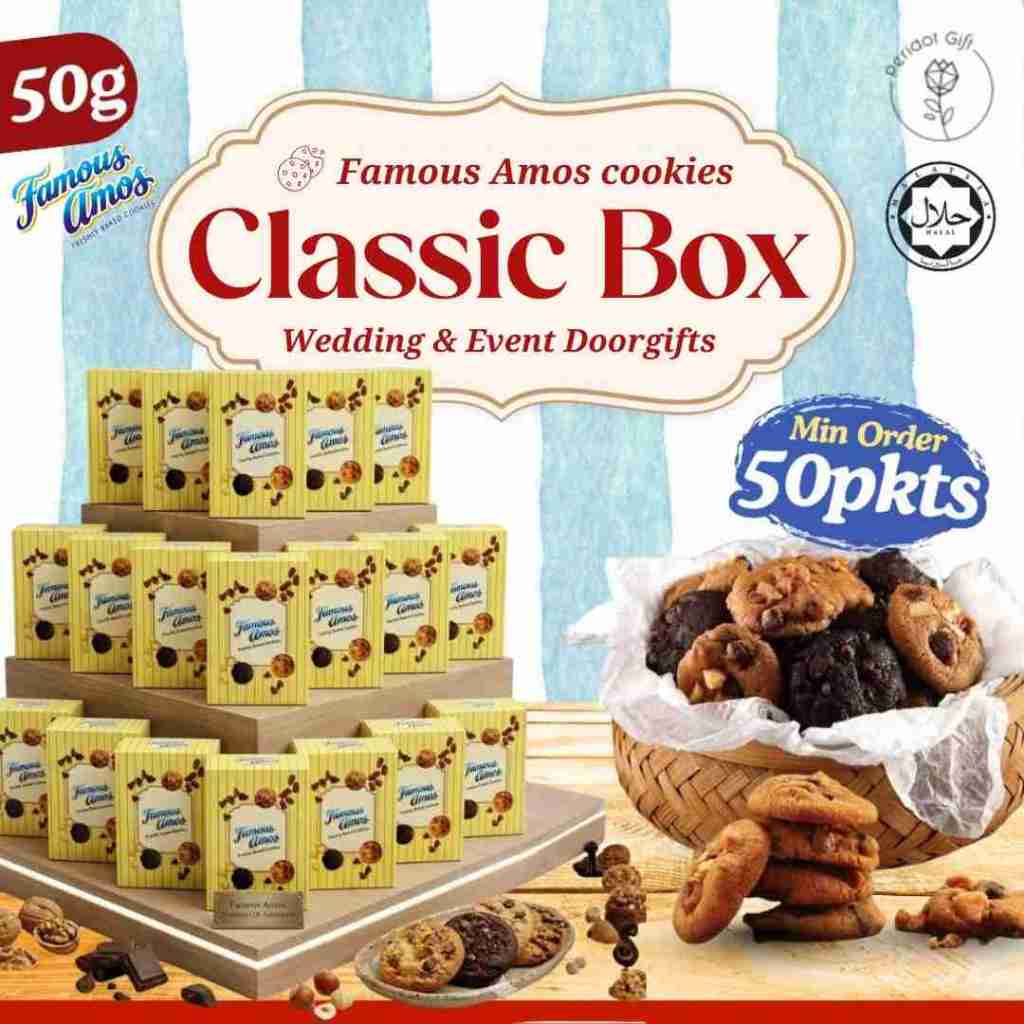 [50box] Famous Amos Classic Box 50g Fresh Cookies Wedding Corporate ...