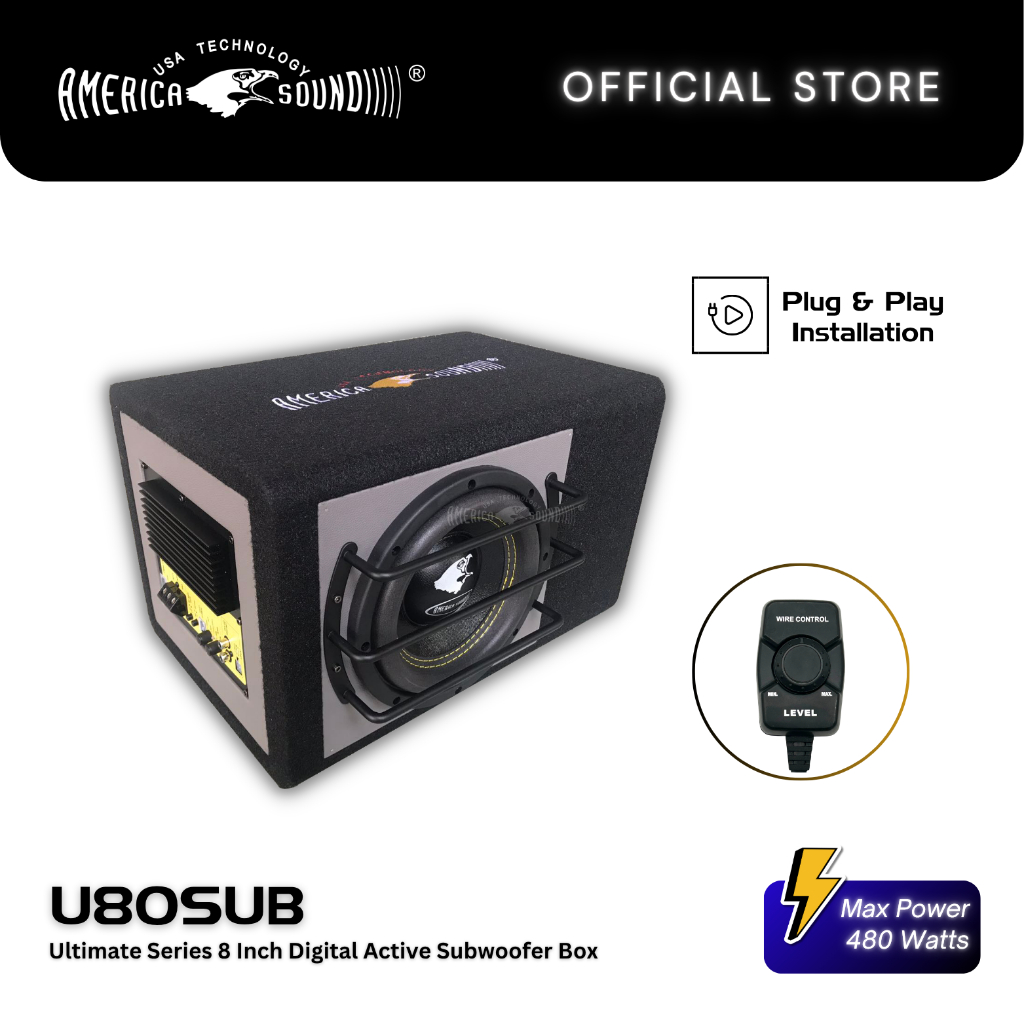 America Sound Ultimate Series 8 Inch Digital Active Subwoofer Box ...
