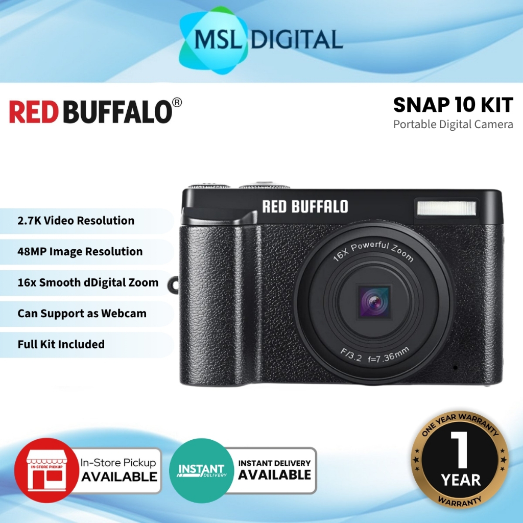 Red Buffalo Snap 10 Digital Camera | 48MP | 2.7K Video [FREE 64GB ...