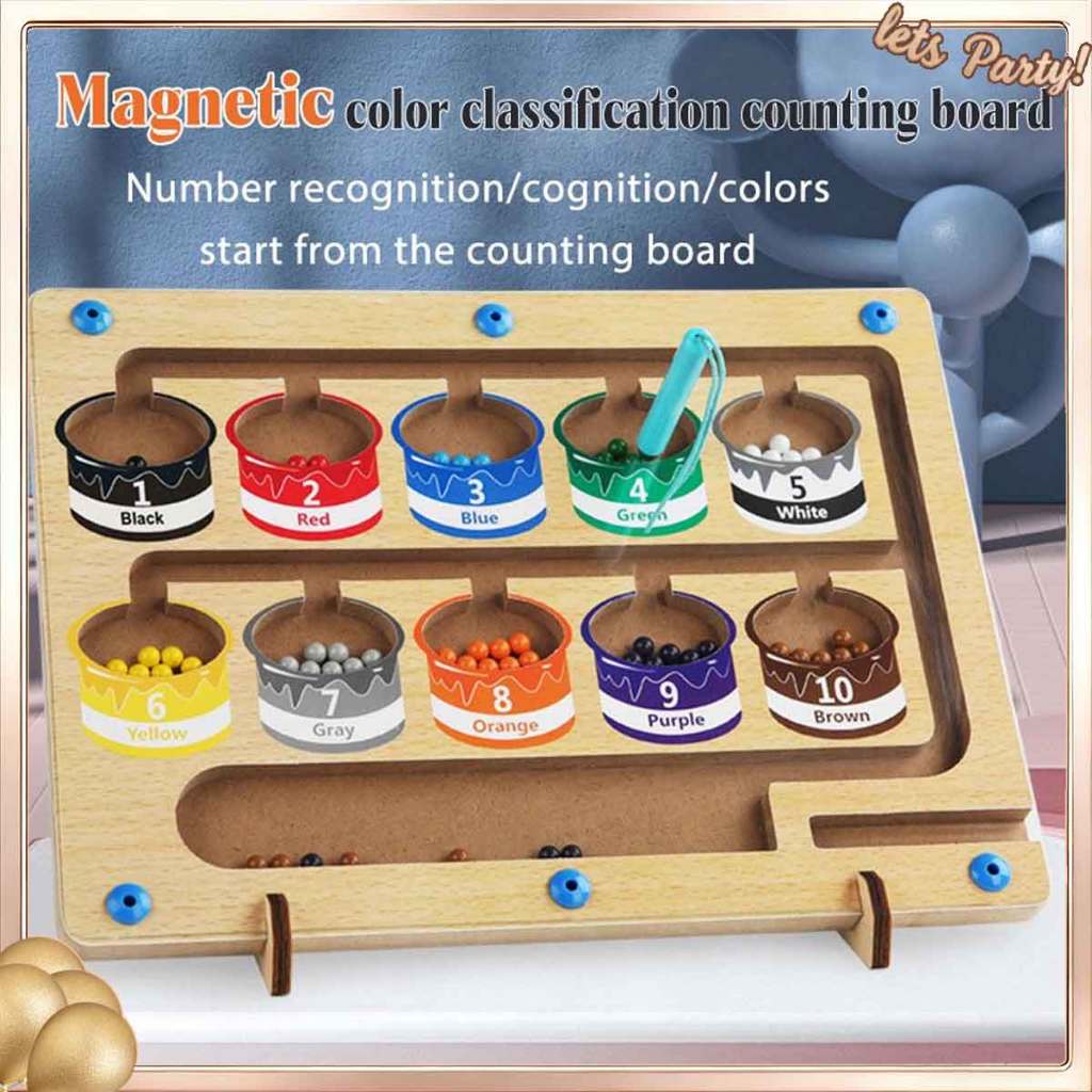 Montessori Wooden Magnet Puzzle Board Number Matching Maze Counting ...