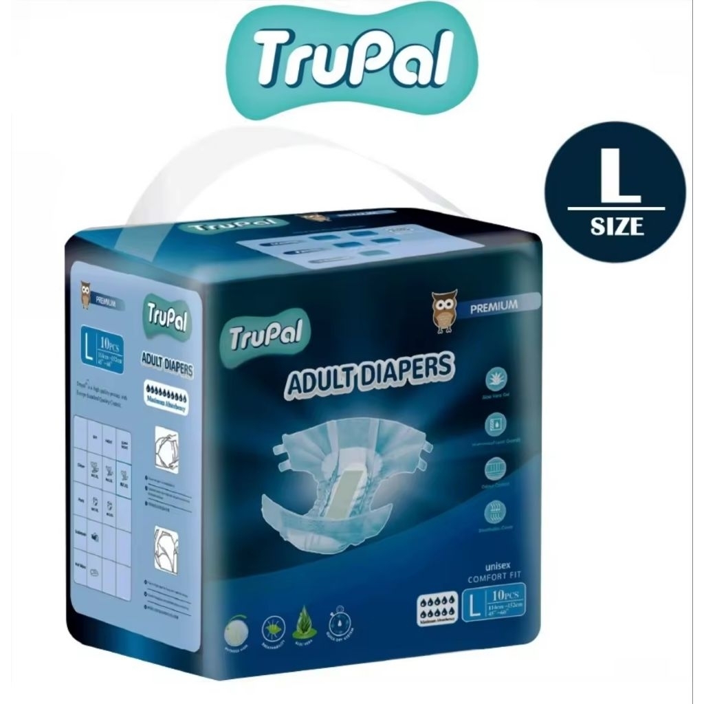 TRUPAL Premium Adult Diapers Lampin Dewasa TAPE L10 pcs | Shopee Malaysia