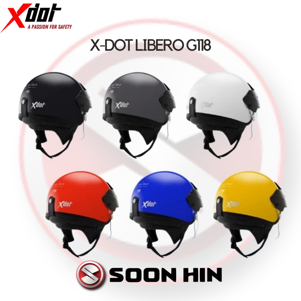 X-DOT HELMET G118 LIBERO HALF HELMET HALF STENG 1/2 Half Topi Keledar ...