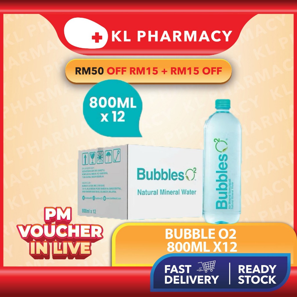 Bubbles O2 Natural Oxygenated Mineral Water 800ml x 12s | 1 Carton ...