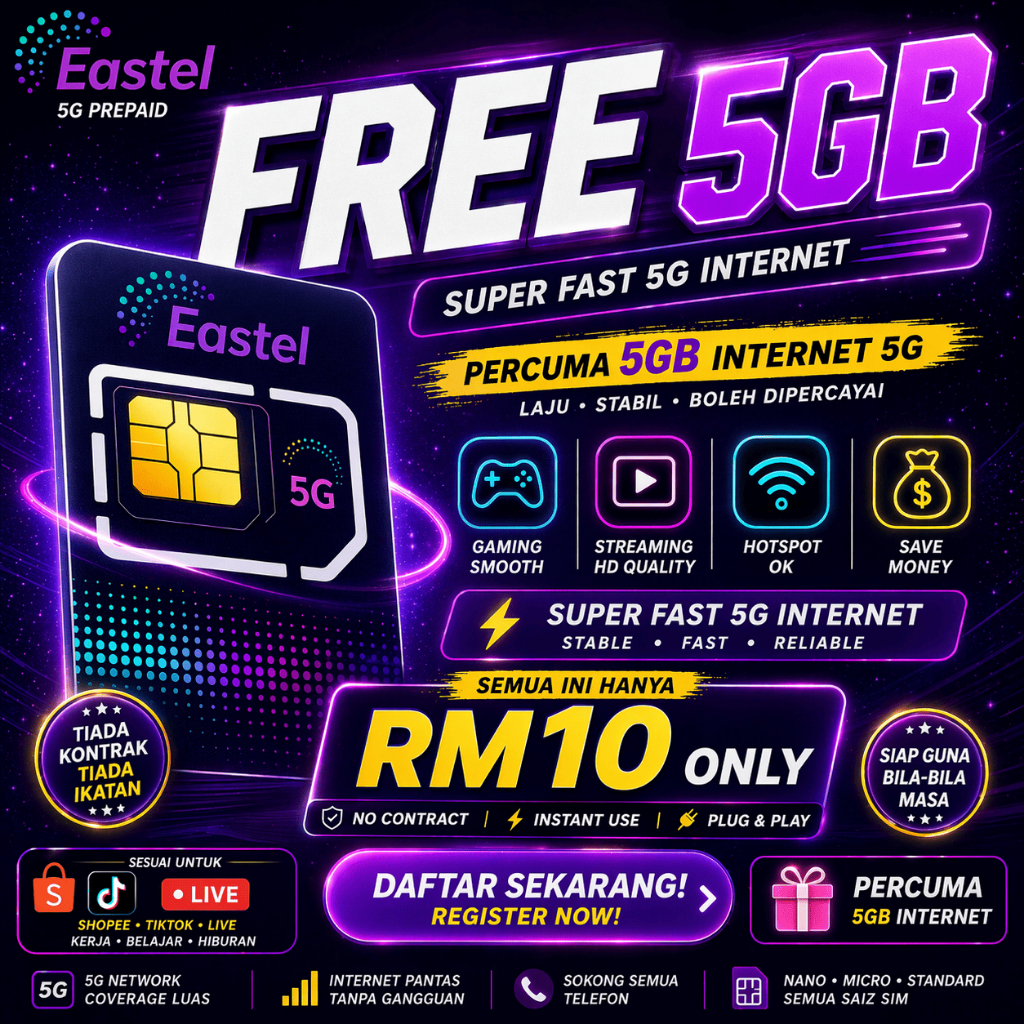 UMOBILE Eastel Prepaid Boleh Carry Forward Data 4G 5G High Speed Data ...
