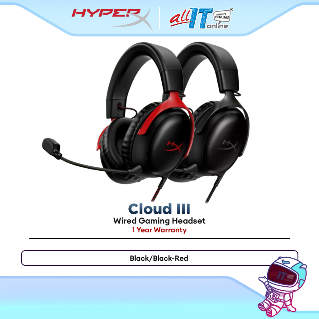 HyperX Cloud III Wired Gaming Headset - 53mm Angled Drivers, 10mm Noise ...