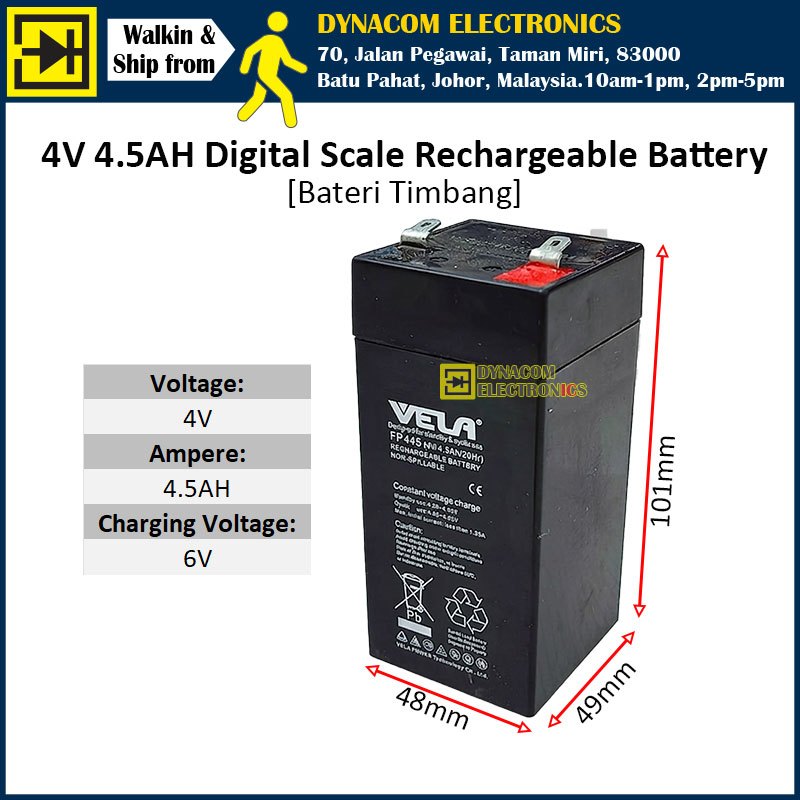 4V 4.5AH Digital Scale Rechargeable Battery DC6V 500mA Digital Scale ...