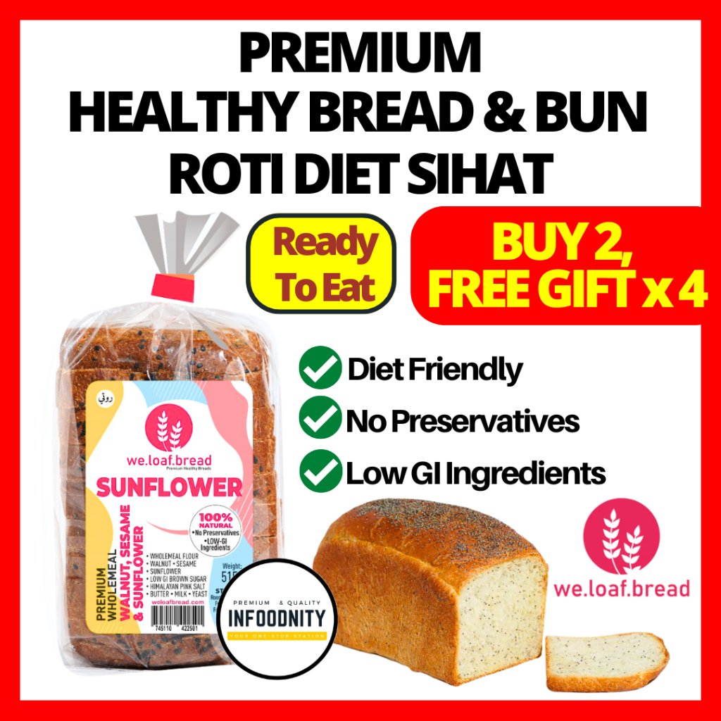 WE LOAF BREAD Healthy Bread LOW GI Bread Wholemeal Bread Loaf Roti Diet ...
