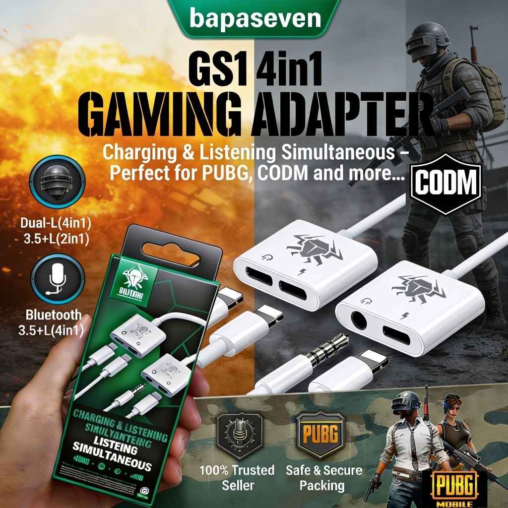 Adapter Phone Splitter Adapter Gaming PUBG Earphone Audio Jack 3.5mm ...