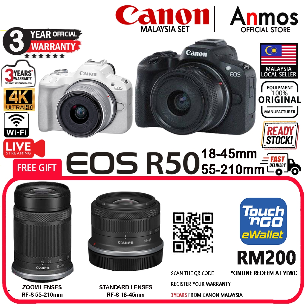 Canon EOS R50 With 18-45mm 55-210mm Mirrorless Digital Camera VLOG ...
