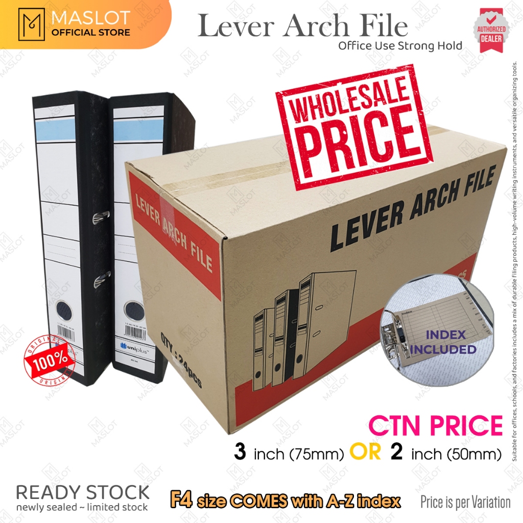 UNIPLUS/LION Lever Arch File 2 / 3 Inch (50mm / 75mm) 24pcs/CTN **PRICE ...