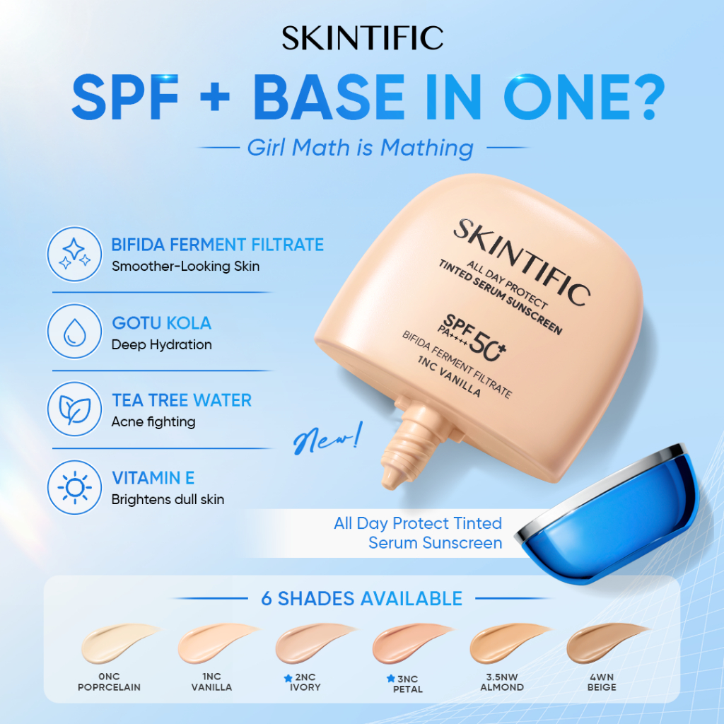 SKINTIFIC All Day Protect Tinted Serum Sunscreen SPF 50+ PA++++ Skin ...