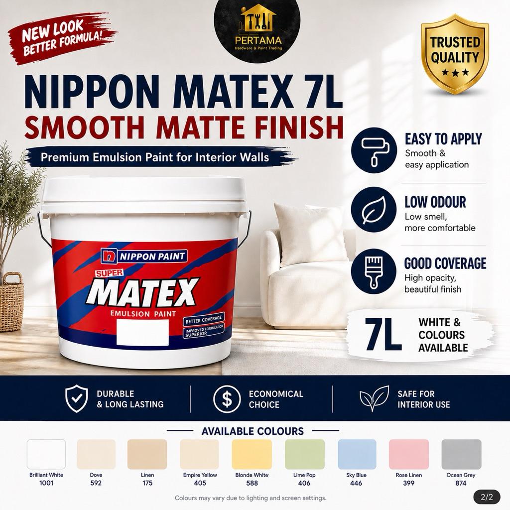 7L Nippon Paint Super Matex 9102 White Dan Colour option CAT SIMEN CAT ...