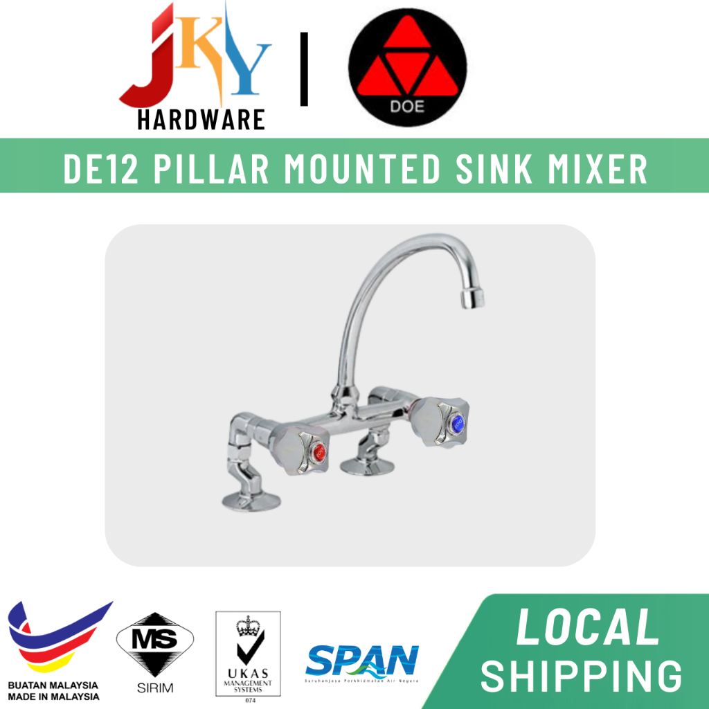 DOE DE12 Pillar Mounted Sink Mixer With Swivel Spout Anti Splash ...
