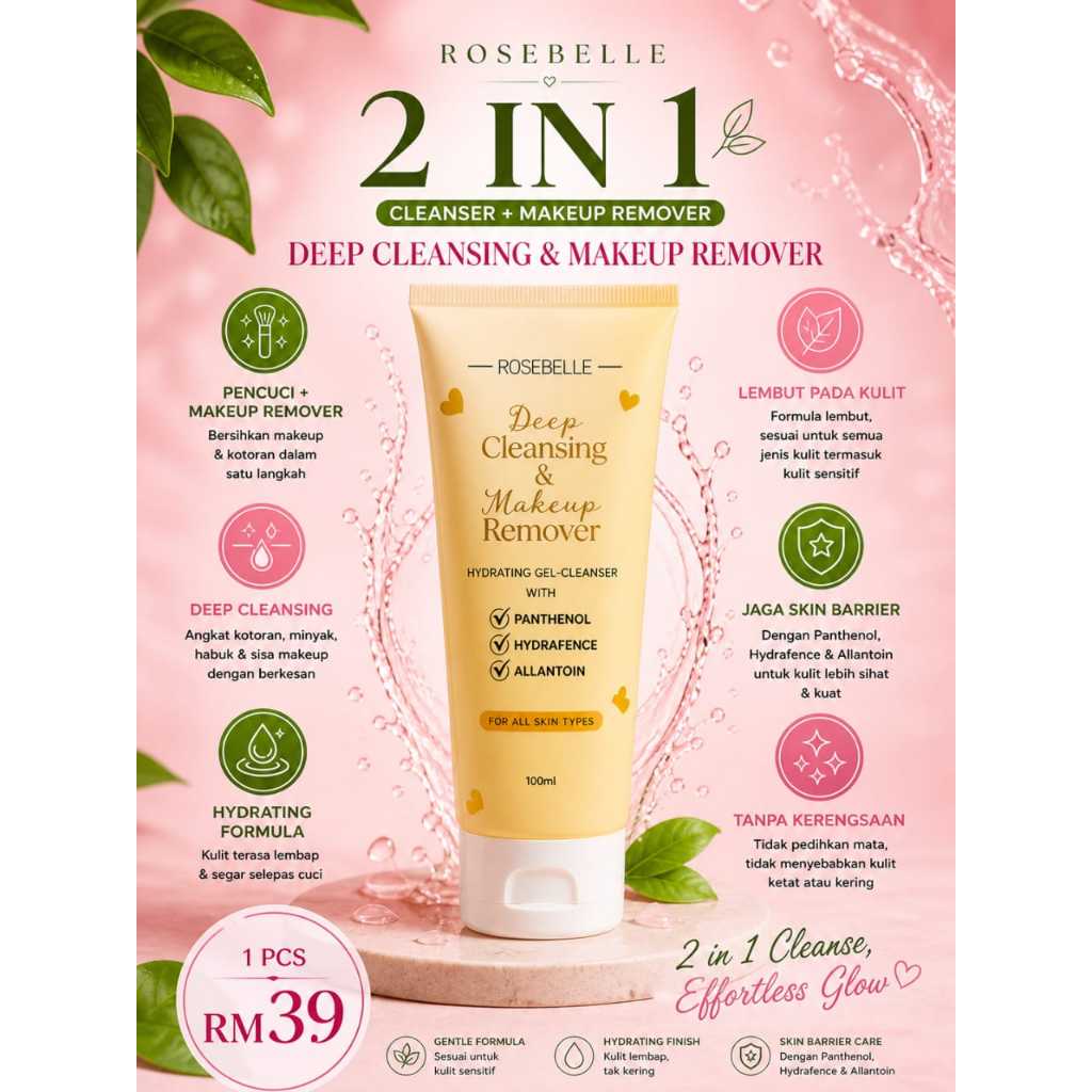 Rosebelle Deep Cleansing & Make Up Cleanser | Shopee Malaysia