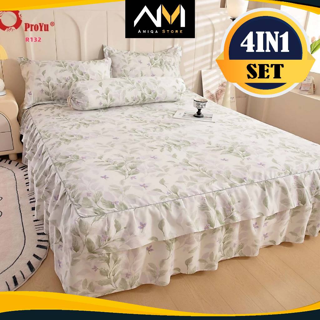 NEW Cadar Ropol 4IN1 Queen Size Bedsheet Sarung Tilam Bantal Tebal ...
