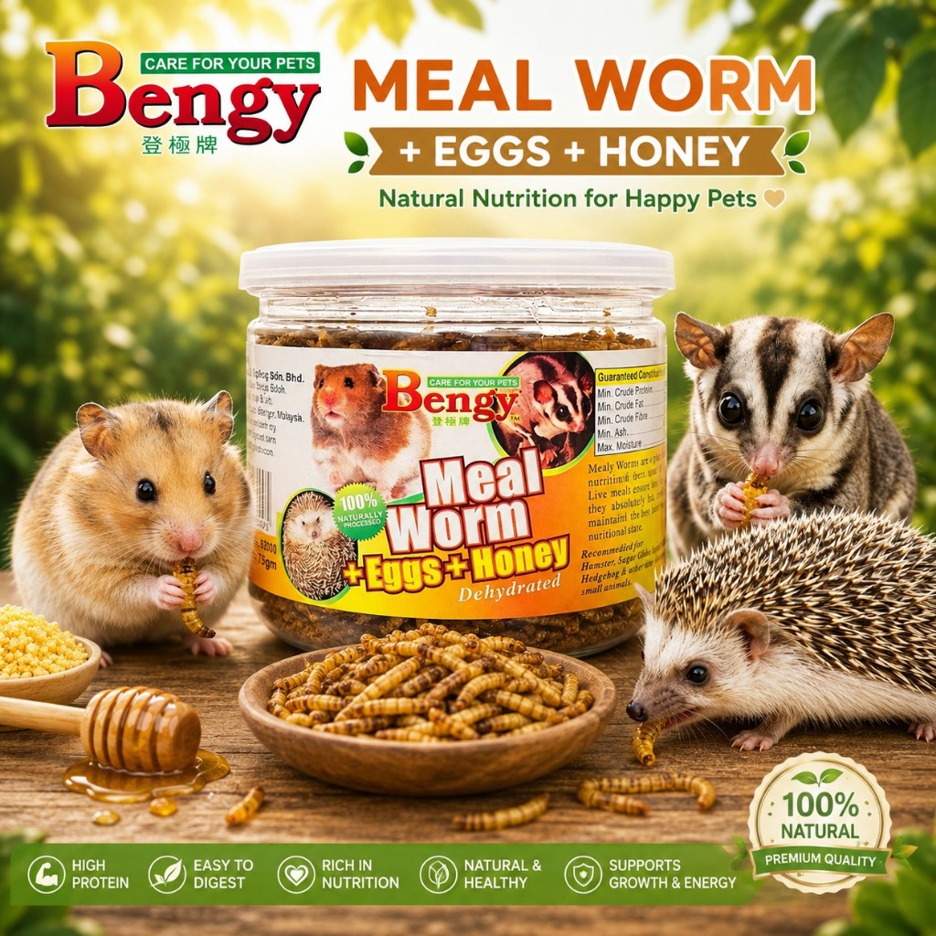 Bengy Dried Mealworm With Honey & Egg Hamster Treat Snack Food, Sugar ...