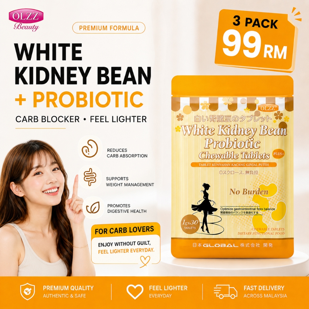 OLZZ White Kidney Bean Probiotic Tablet 30s Halal | Carb Control & Gut ...