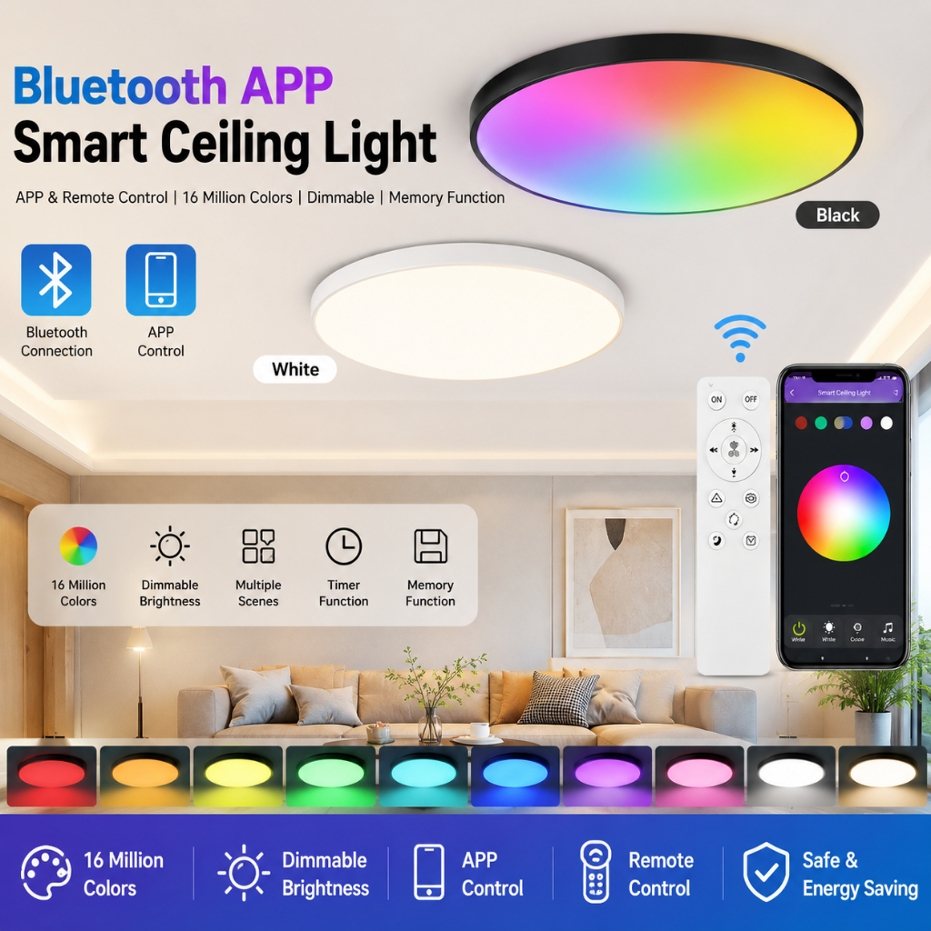 Tuya Smart WiFi RGB LED Ceiling Light APP Control Voice Alexa Google ...
