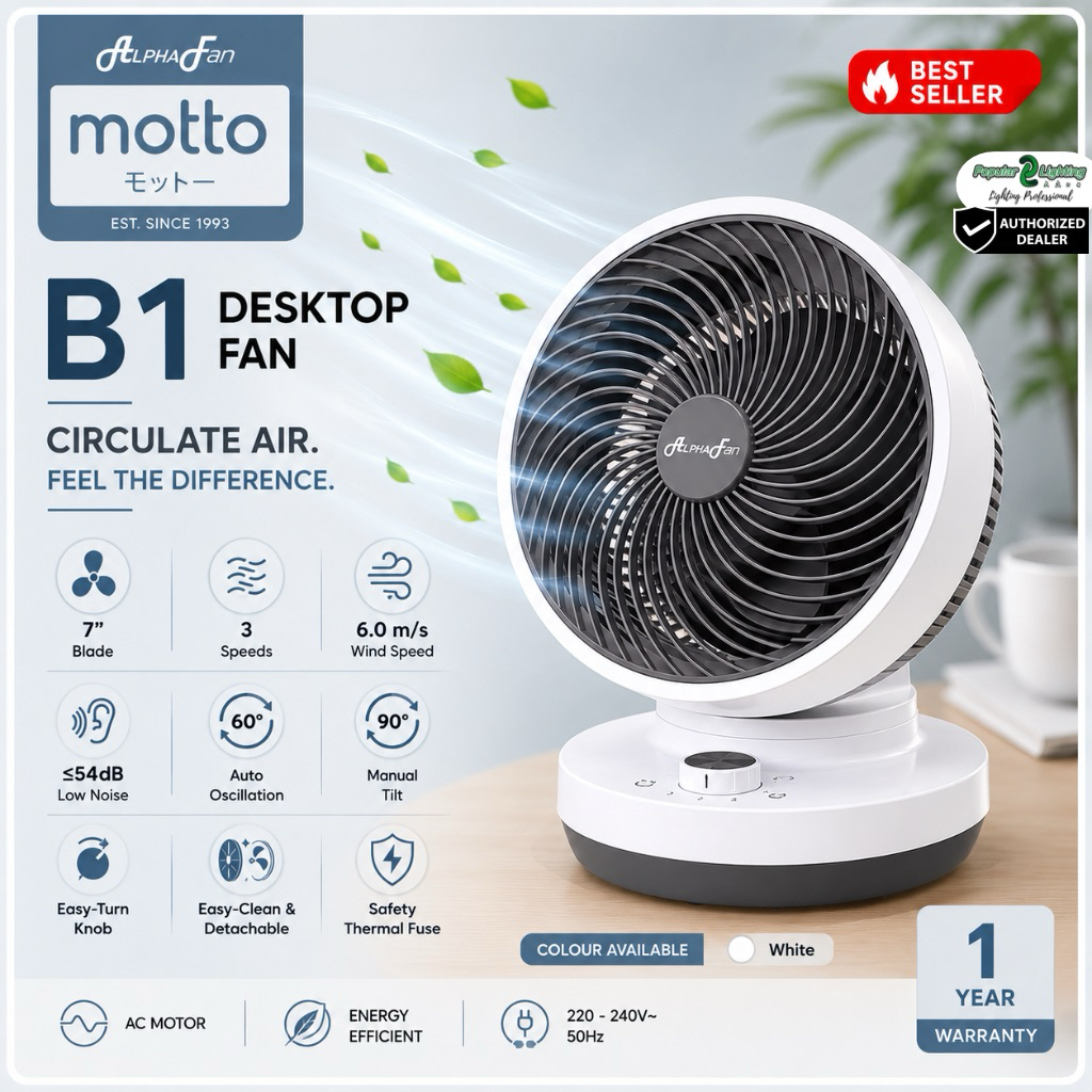 Alpha Motto DT B1 Table Fan / Desk Fan DTB1/7 Motto Desk Fan 7 Inch - 3 ...