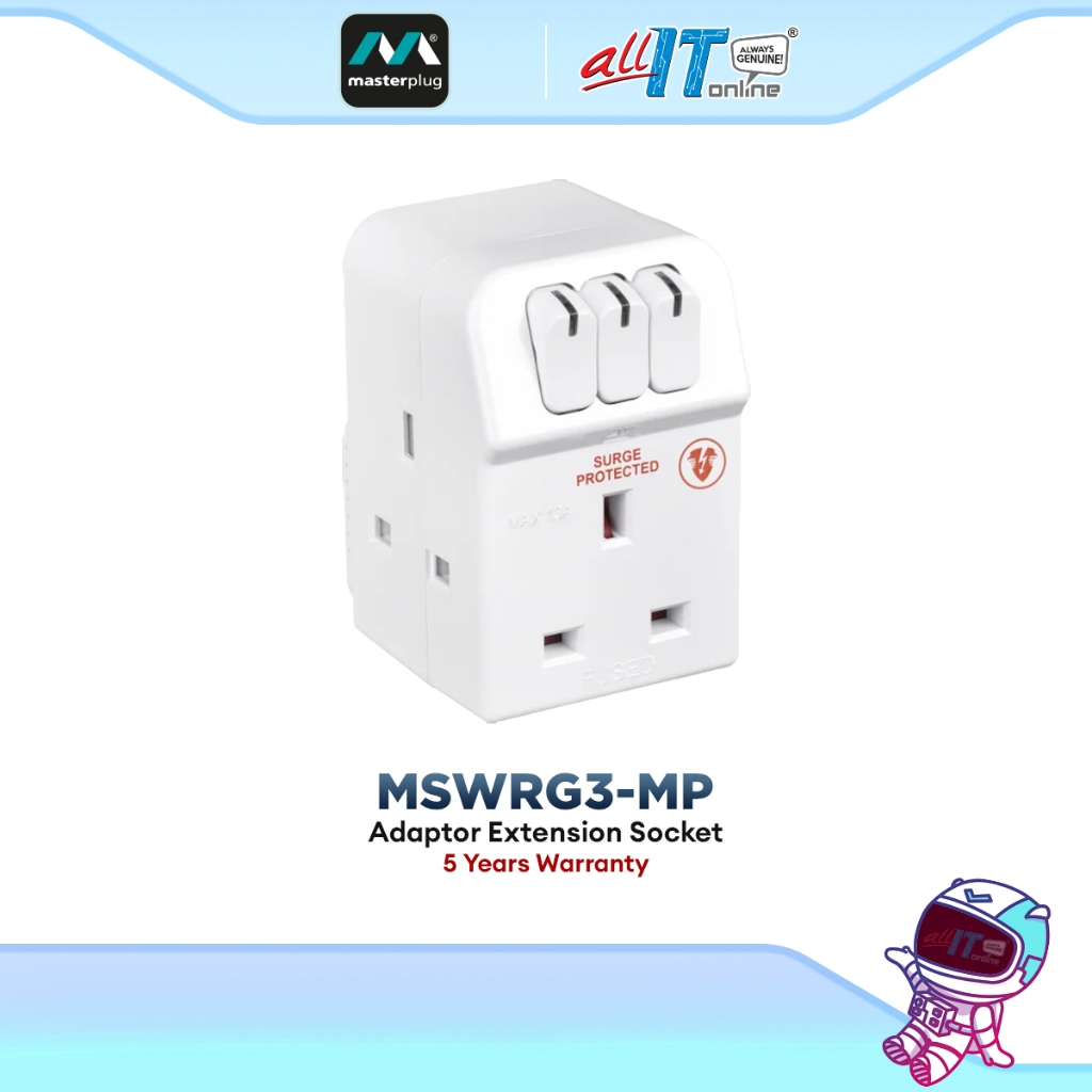 Masterplug Extension Lead with Individual Switches for Home & Office 3 ...
