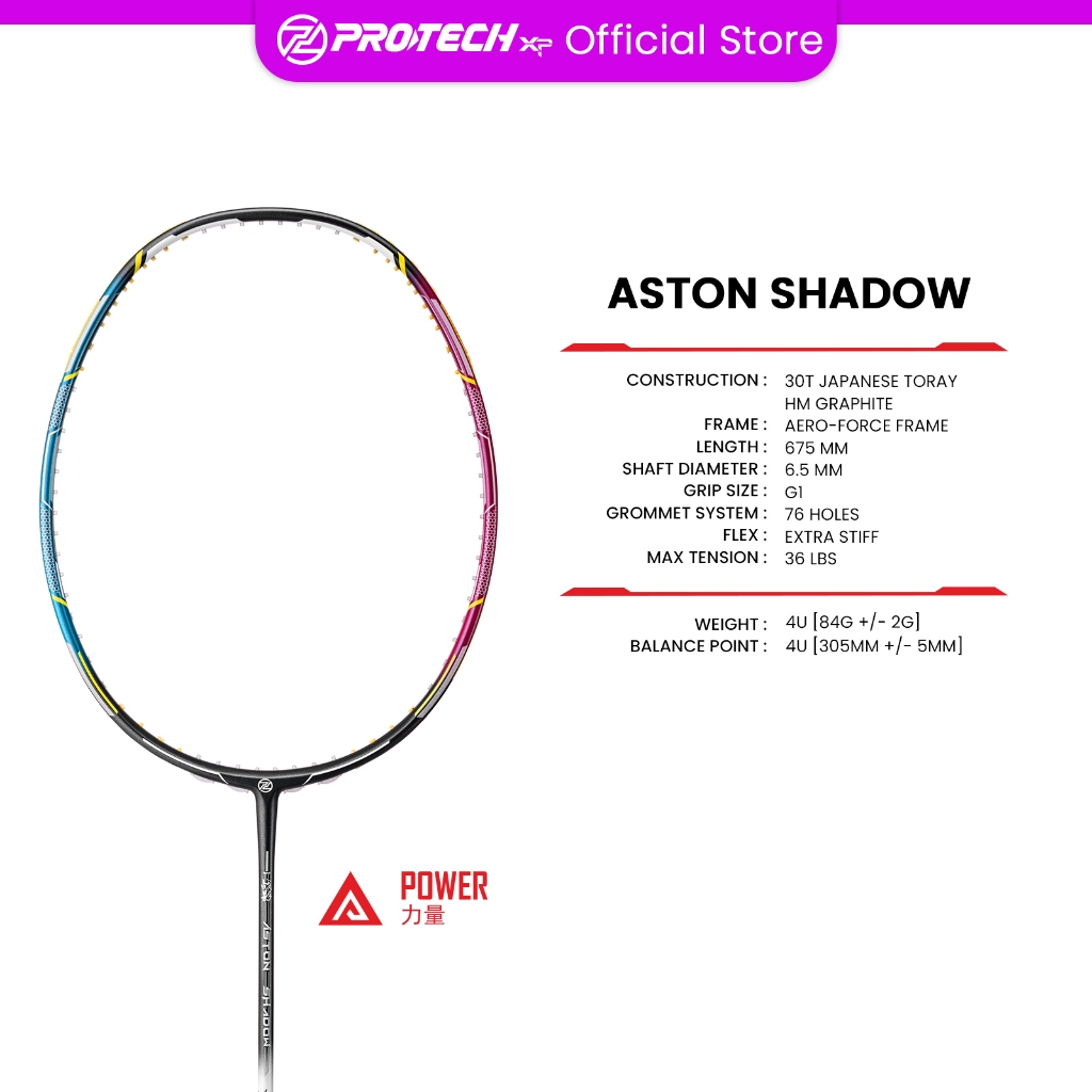 PROTECH ASTON SHADOW (3U/4UG1)(MAX 36LBS)(Advance Level) Badminton ...