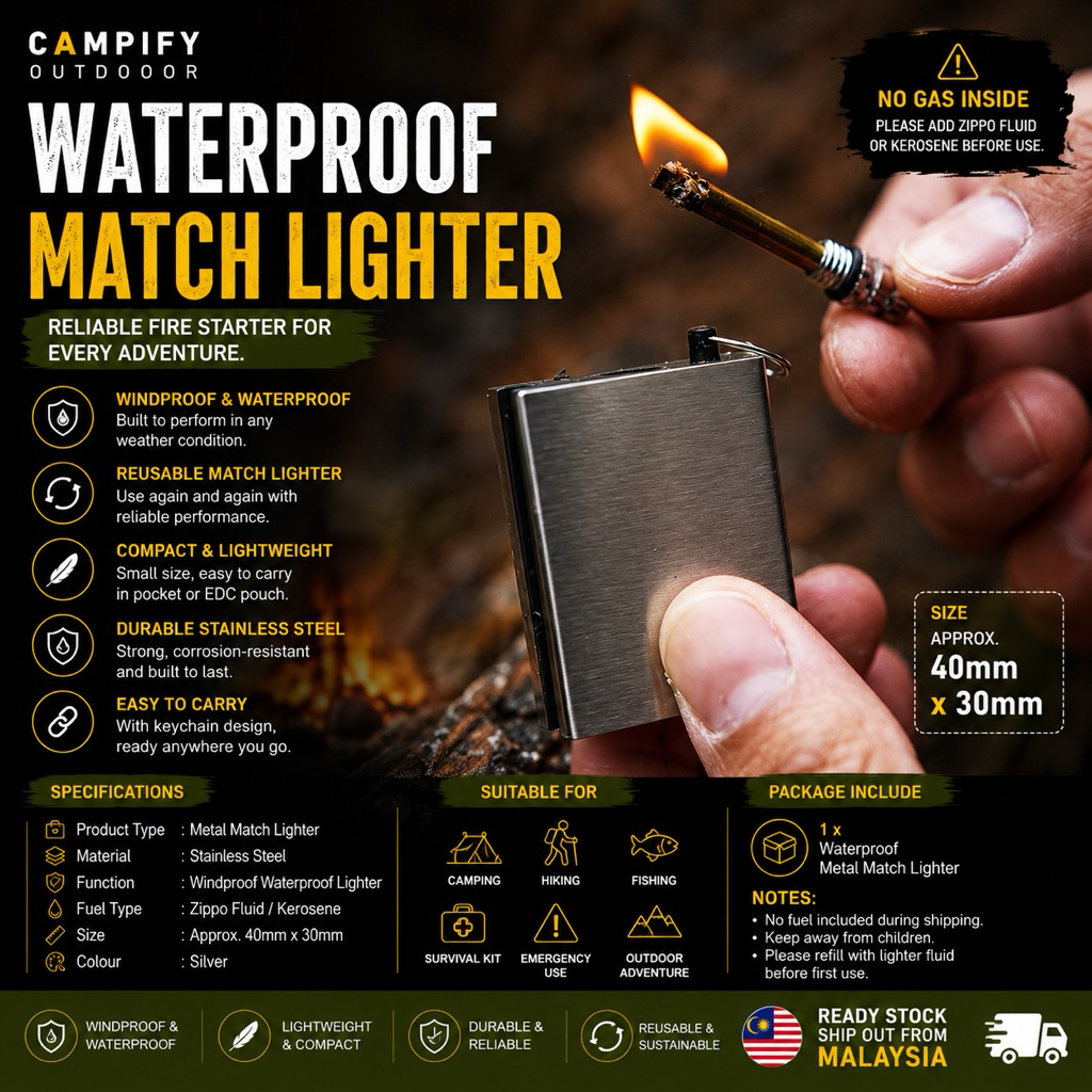 Mini Stainless Steel Waterproof Magic Match Lighter Outdoor Camping ...